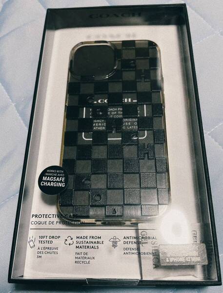COACH iPhone 12 13mini用ケース チェッカーパターンスマホケース ソフトカバー
