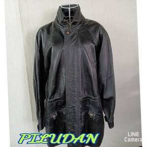 PILUDAN ◆ レザ―ジャケット 革ジャンパー ハーフコート Mサイズ BLACK 黒 ◆ メンズ アウター