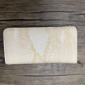 ホワイトパイソン 長財布 パイソンレザー 財布 ハンドメイド 高級本革 レザー 蛇革 エキゾチック 高級パイソン 金運開 運 風水 限定生産