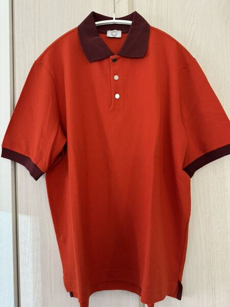 大セール中 新品 HERMESエルメス メンズ半袖ポロシャツ オレンジ Mサイズ 70011 4E-01-M PORO TEAM MANCHES CO URTES HOMM E FEU-ROUGE H