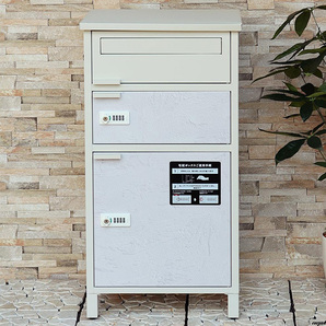 【洗練されたデザインで玄関を彩る宅配ボックス付ポスト】 漆喰風 ポスト 郵便ポスト メールボックス おしゃれ 郵便受け 北欧風 鍵