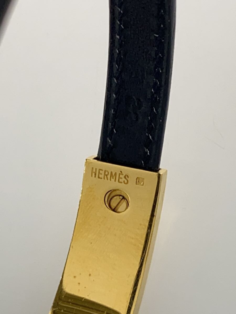 HERMES エルメス プスプス ブレスレット ゴールド ブラック レザー☆ HERMES◇プスプス/レザーブレスレット/ゴールド×ブラック/レザー