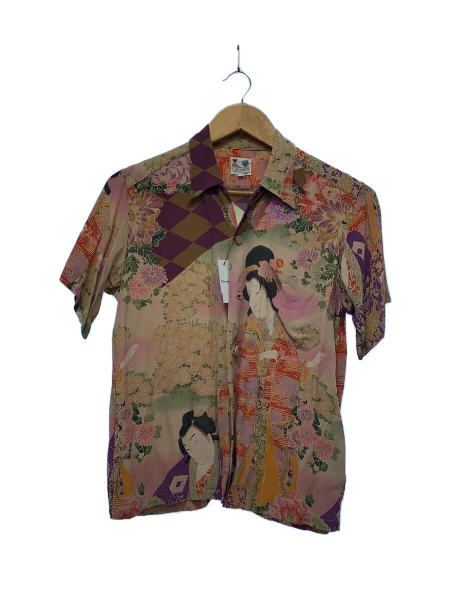 SUN SURF◆アロハシャツ/XS/レーヨン/BEG/総柄/SS34664/EDO KABUKI/2009