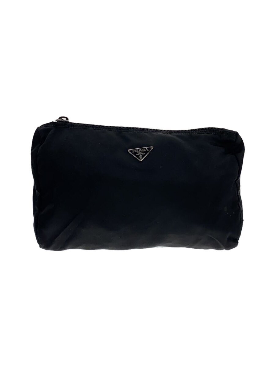 PRADA◆ポーチ/ナイロン/BLK/状態考慮/ジッププル欠品