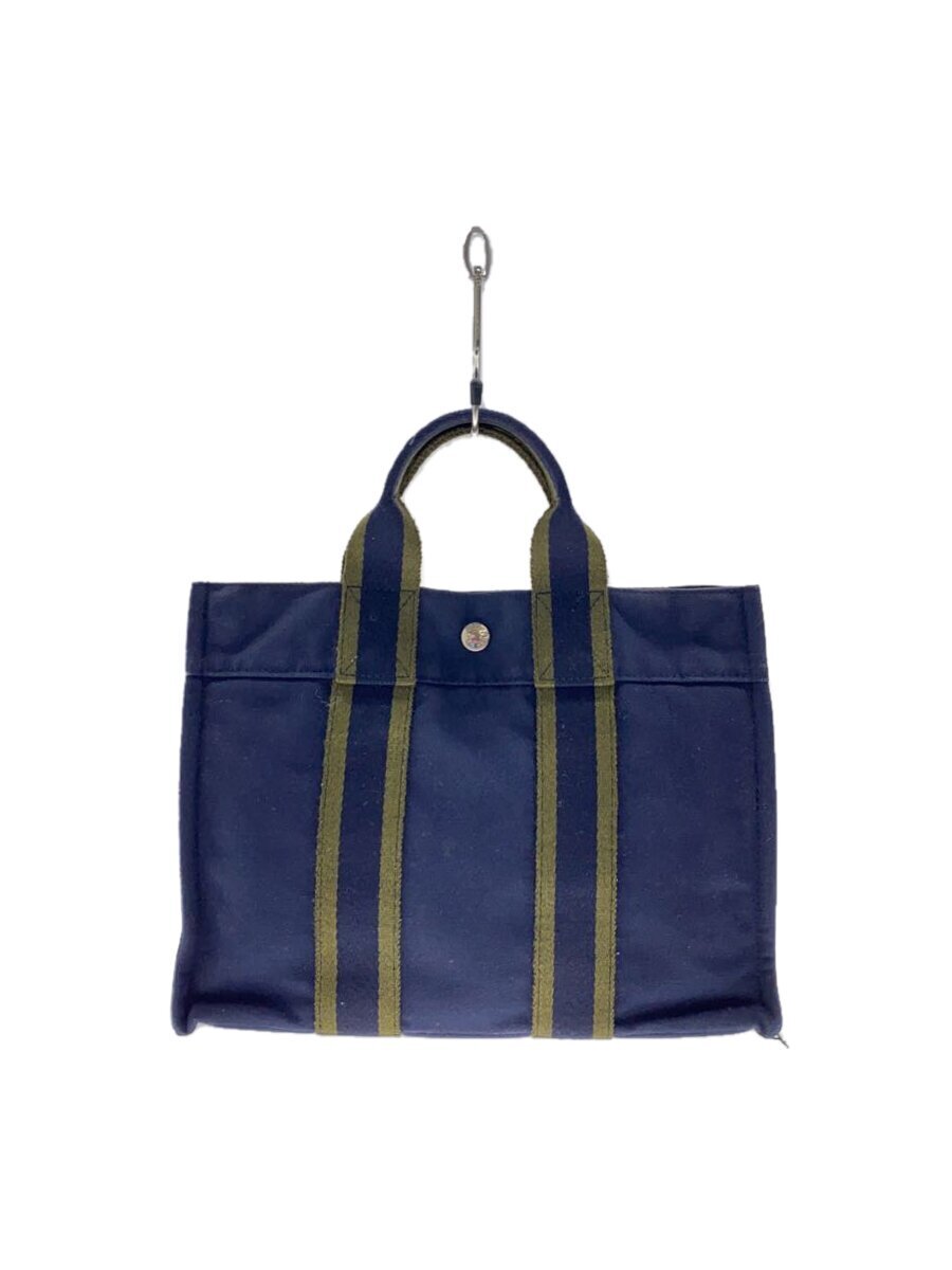 HERMES◆トートバッグ/キャンバス/NVY