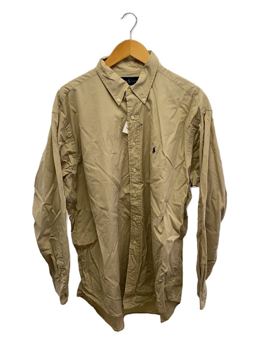 RALPH LAUREN◆90s/BLAKE/長袖シャツ/XL/コットン/ベージュ/シミ汚れあり