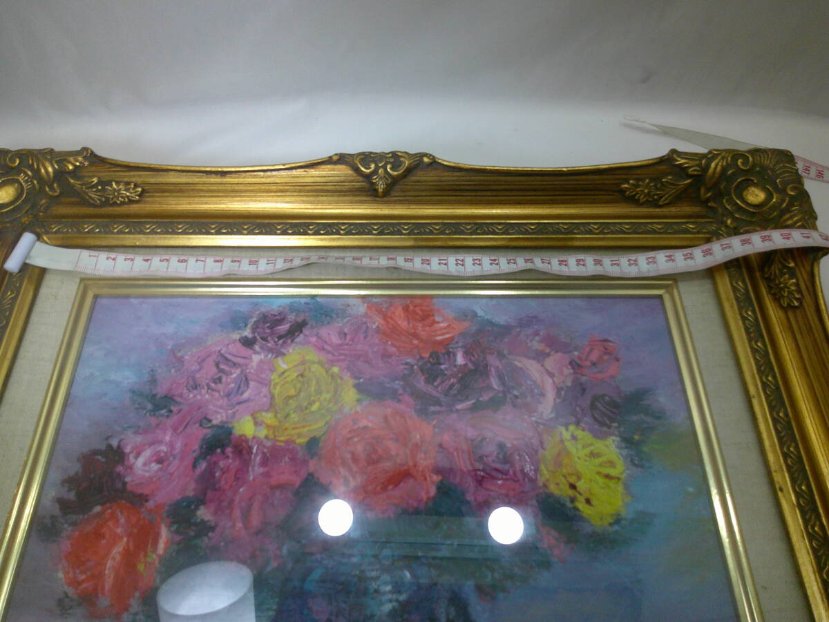 画家 HaRu 花 薔薇 ばら バラ 花瓶 絵画 油絵 アクリル 額縁 HaRu 花 薔薇 ばら バラ 花瓶 1点物 真作 原画 絵画 油絵｜Yahoo