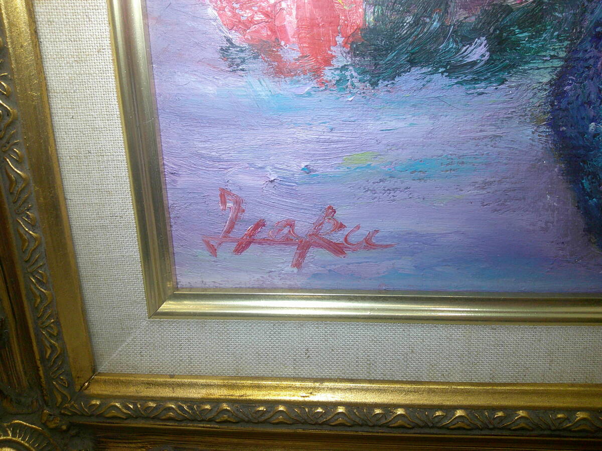 画家 HaRu 花 薔薇 ばら バラ 花瓶 絵画 油絵 アクリル 額縁 画家haru☆F10号油彩画☆薔薇☆真作、原画、一点物、写真の額縁