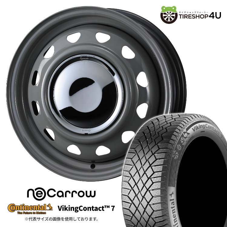 2024年製 スタッドレス4本セット WEDS NeoCarrow 14x4.5J 8/100/114.3 +45 GRAY/CC CONTINENTAL Viking Contact 7 VC7 155/65R14 ラパン