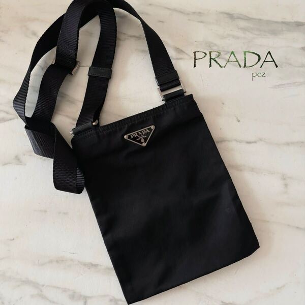正規品PRADA プラダ テスート ショルダーバッグ*メンズ レディース サコッシュ 肩掛け 斜め掛け ブラック 黒 トラベル 旅行 軽量