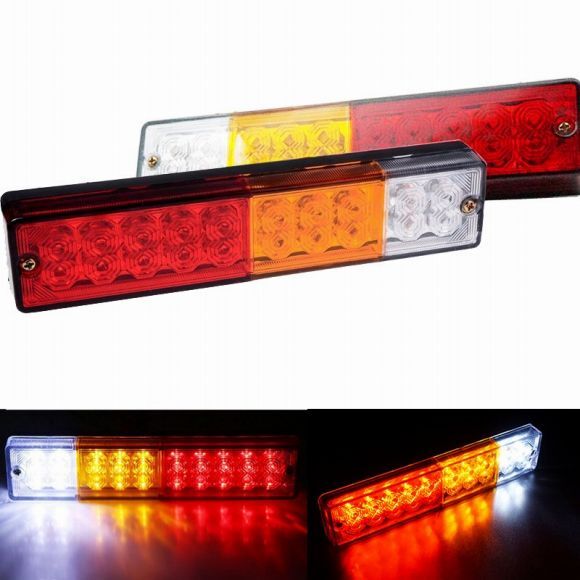 G_2ピース 20LED 12V・24V 2ピース 防水 LED テールライト リア ランプ ペア ボート トレーラー 12V/24V リア パーツ 適用: トレーラー A…