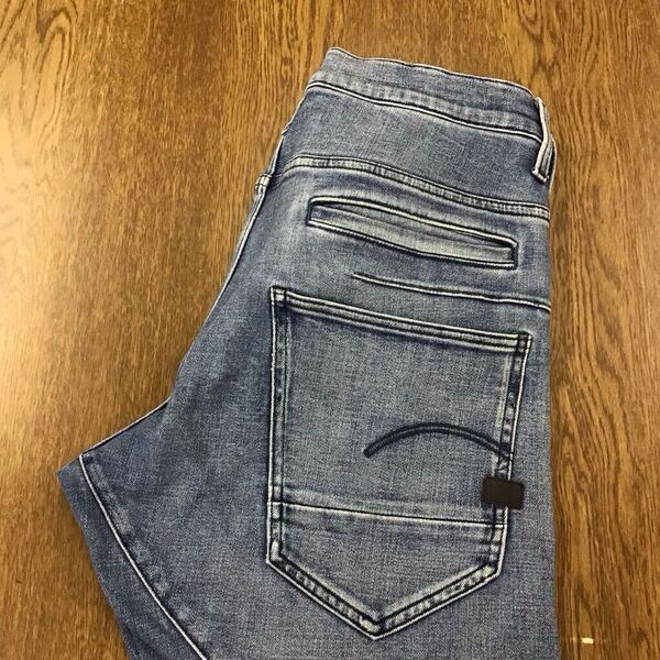 【FI195】G-STAR RAW W32 L30 色落ち加工 立体裁断 ジーンズ ジーパン デニムパンツ メンズブランド古着 ジースターロウ 送料無料