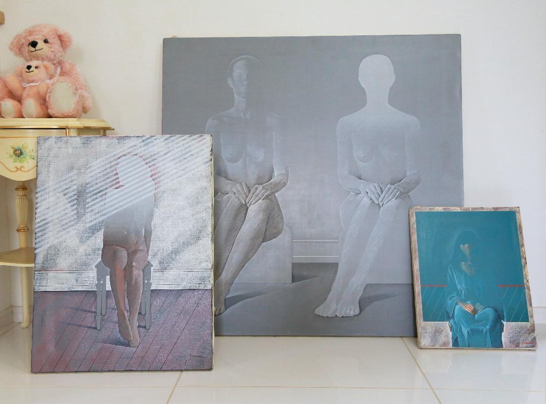 白川治モダンな具象絵画３点セット肉筆画・真筆保証・現代アートアクリル絵画作品 白川治モダンな具象絵画3点セット肉筆画・真筆保証・現代アート