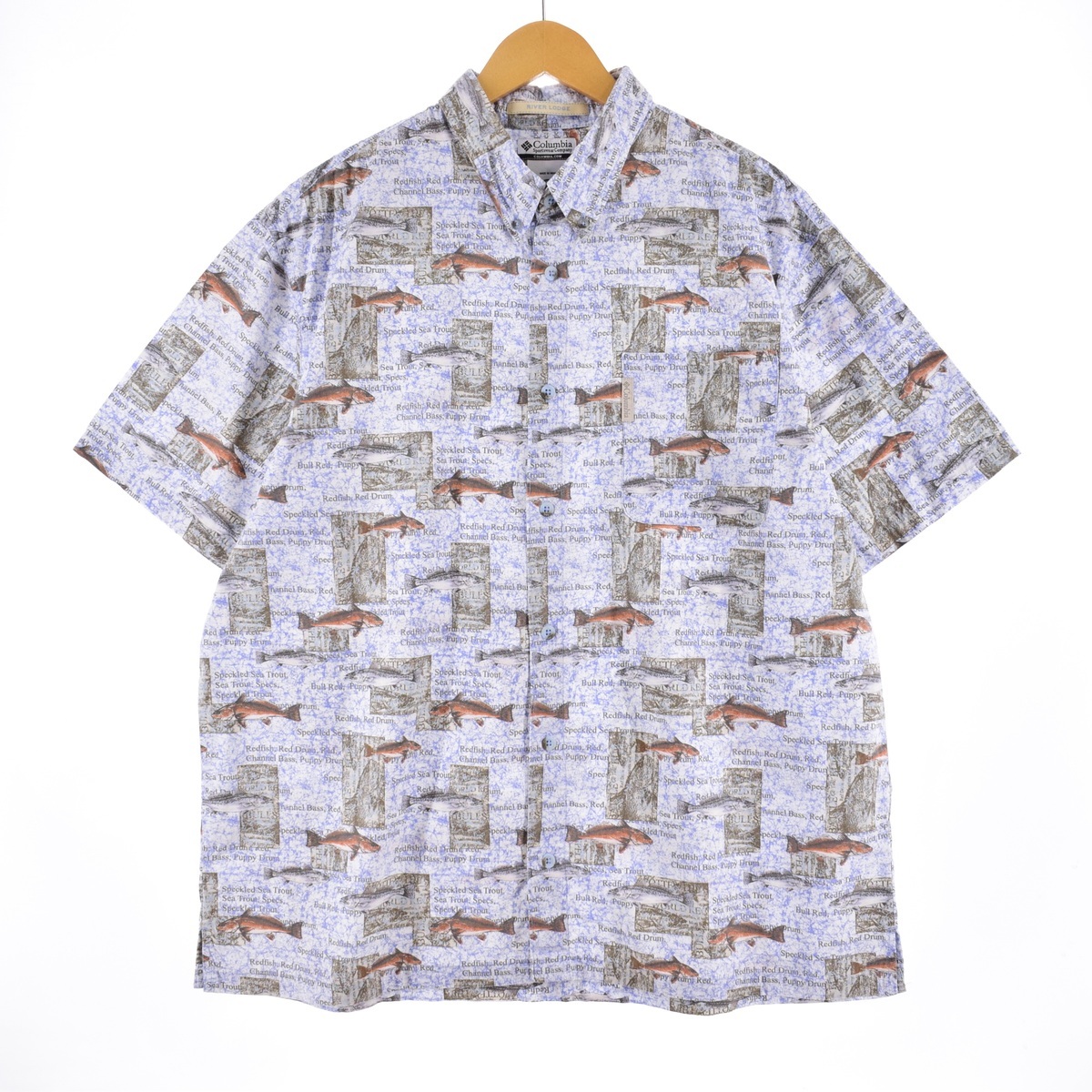 古着 コロンビア Columbia 総柄 魚柄 ボタンダウン ハワイアンアロハシャツ メンズXXL /eaa338289 【SS2409_30%】