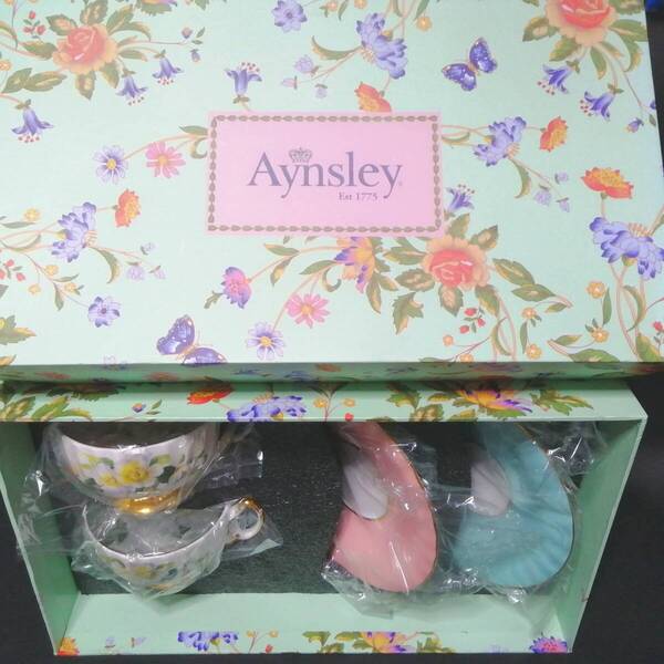 新品未使用◇自宅保管 エインズレイ ピンク&ブルー カップ&ソーサー Aynsley