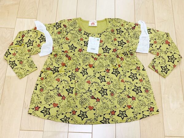 ★送料無料★スカラー 長袖Tシャツ トップス チュニック サイズ140 ユニコーン フリル マスタード 黄色 未使用品 タグあり スカラーキッズ
