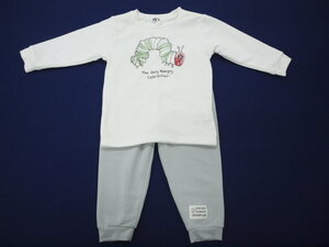 新品 EH8653-100 はらぺこあおむし 裏起毛パジャマ アイボリー/グリーン (レターパック発送不可)