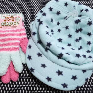 新品☆めちゃ可愛い♪フリースキャスケット(GAP)54-56&手袋☆