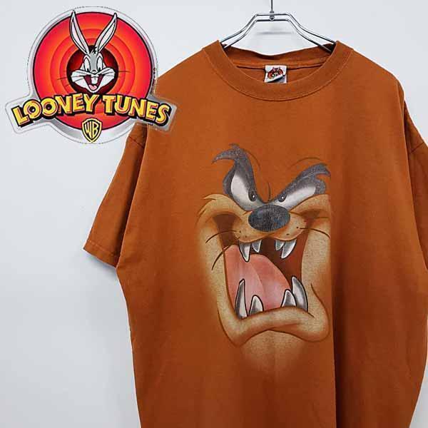 90s USA製 タズマンニアンデビル ビッグロゴ Tシャツ ブラウン 古着