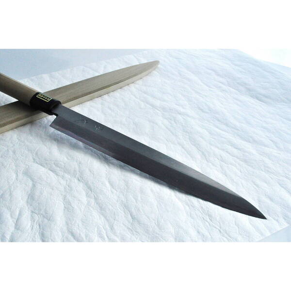 【新品】佐文 高級日本鋼 柳刃・刺身包丁 日本木ハンドル 27cm 鞘付き