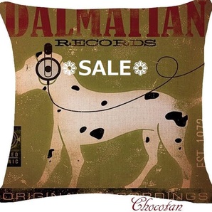 【送料無料】SALE ダルメシアン 犬種 イラスト クッションカバー【新品】