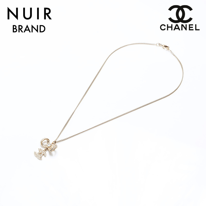 シャネル CHANEL ネックレス B16 ラインストーン ココマーク ゴールド