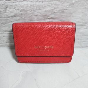 ケイトスペード 三つ折り財布 レザー コンパクトウォレット レッド レディース 小銭入れ付き ミニ財布 Katespade 送料無料