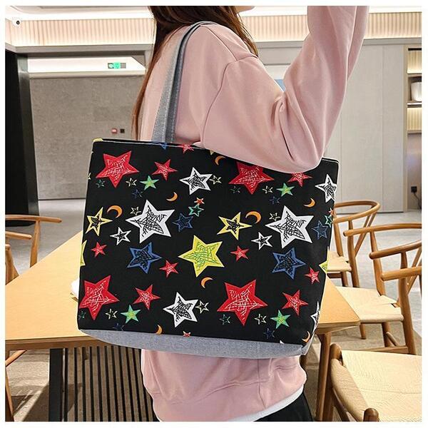 バッグ 鞄 キャンバス トートバッグ 芸術 プリント かばん お買い物 星