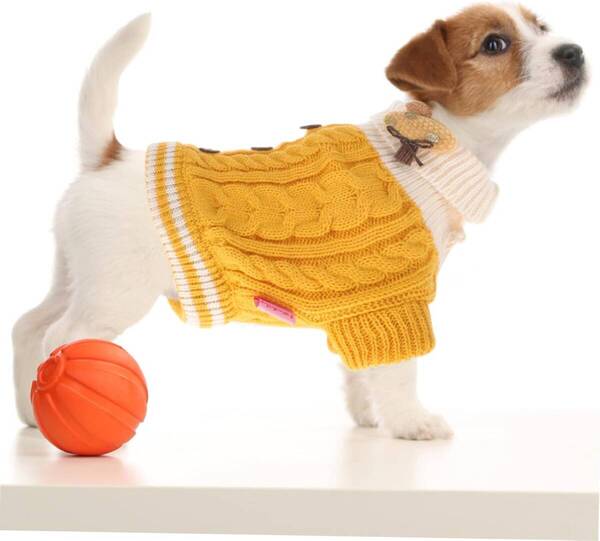 ●●TOGEVAL 1ピース 服 用 ペット ペット 衣装 ペット 服 犬 猫 タートルネック セーター ニット 衣類 冬 コスチューム 子犬 Mサイズ