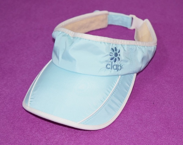 送料込み!レア CLAP クラップ サンバイザー 水色 エアロビクス ジム ダンス