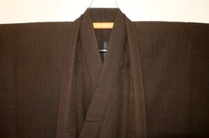 弐9872 絹交ぜ織お召調 男着物羽織 裄64丈130К鳶茶鹿毛織 縦シボ織地紋 美品