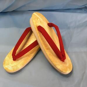 婦人草履 巫女さん 赤緒 スポンジ底 黄千葉表 M寸 新品 日本製 0719