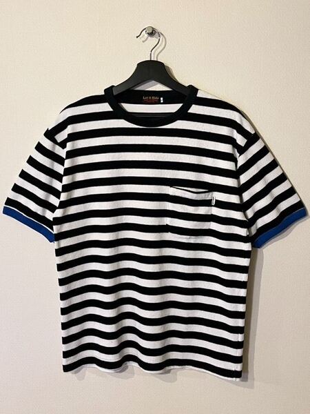 Let it ride / パイルボーダーSS Tシャツ / SIZE:L / BLACK WHITE BLUE /レットイットライド /半袖 /裏原 / ELT / VINTAGE / OLD / 90s 00s