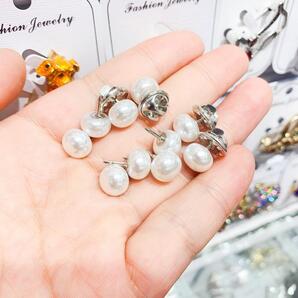 S1145 ピンバッジ ブローチボタン 0.8cm パール ボタン 10個