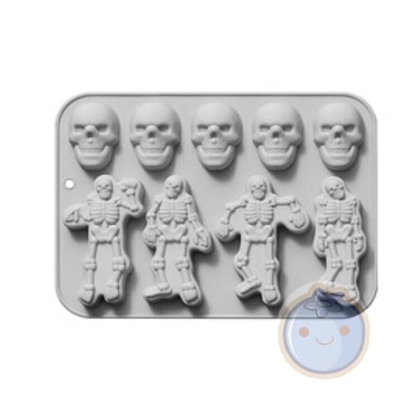 新品(送料無料)骨格 シリコンモールド型 頭蓋骨 人体 全身 骨格 魂 幽霊 鬼 面白い チョコ型 抜き型 ハロウィン ギフト ハンドメイド