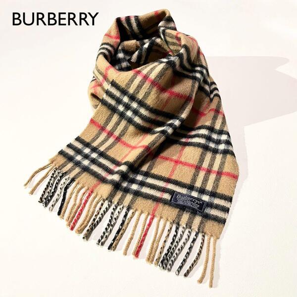 I19 BURBERRY バーバリー カシミヤ100%ノバチェックマフラー極美品