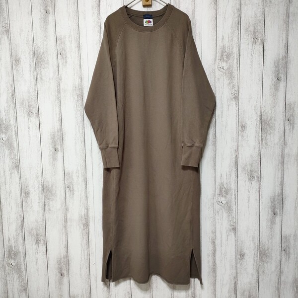 SHIPS シップス FRUIT OF THE LOOM (38) スウェット ワンピース ロング丈 長袖 ポケットあり