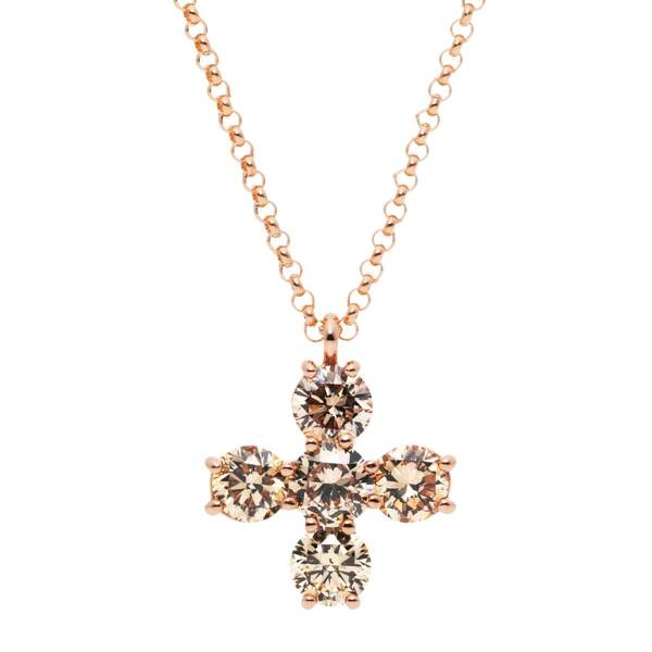 ★ピンクゴールド K18PG ゴージャス 2.32ct!Fancy ブラウン ダイヤモンド(天然)極上 クロス ペンダント ネックレス!