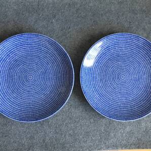 送料込 即決 旧ロゴ アラビア アベック avec ブルー プレート 26cm 2枚セット ①