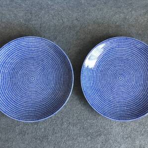 送料込 即決 旧ロゴ アラビア アベック avec ブルー プレート 26cm 2枚セット ②