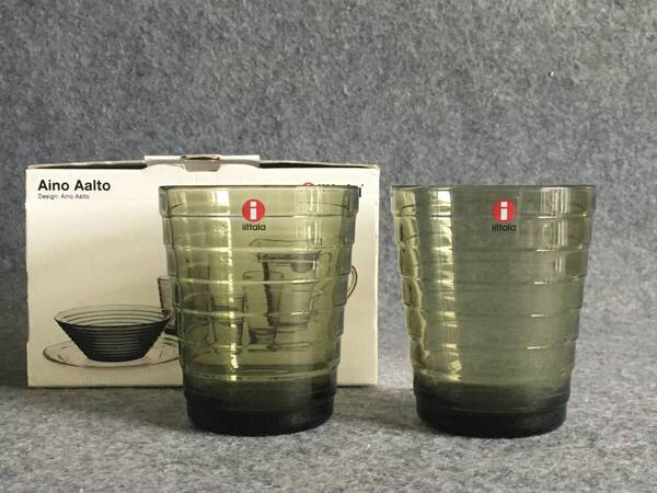 送料込 即決 イッタラ アイノアアルト アールト モスグリーン タンブラー 2点セット iittala