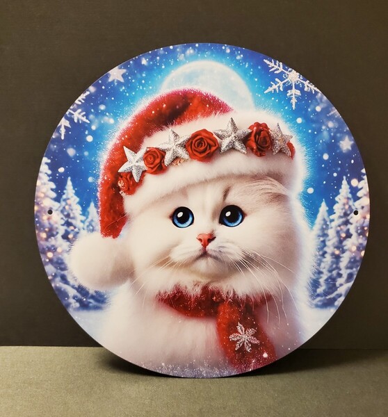 猫の壁飾り メタルウォールアート クリスマスG 猫の雑貨 HANAKO