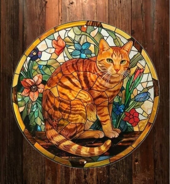 猫の壁飾り メタルウォールアート 茶トラH 猫の雑貨 HANAKO