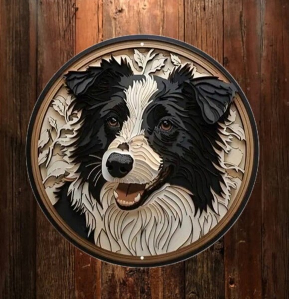 犬の壁飾り メタルウォールアート ボーダーコリーC 犬の雑貨 HANAKO