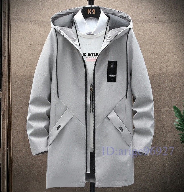 X766☆新品春秋 カジュアル トレンチコート メンズ ロングコート パーカ 紳