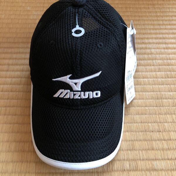 タグ付き mizuno メッシュキャップ ブラック 56-60センチ
