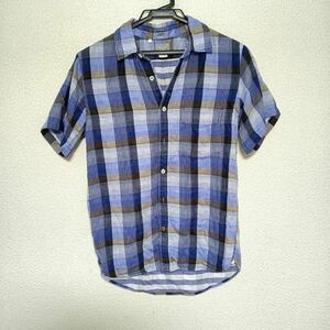 【送料無料・即決】デラックス Deluxe SINCE 2003 半袖シャツ チェック柄 青系 Sサイズ 日本製