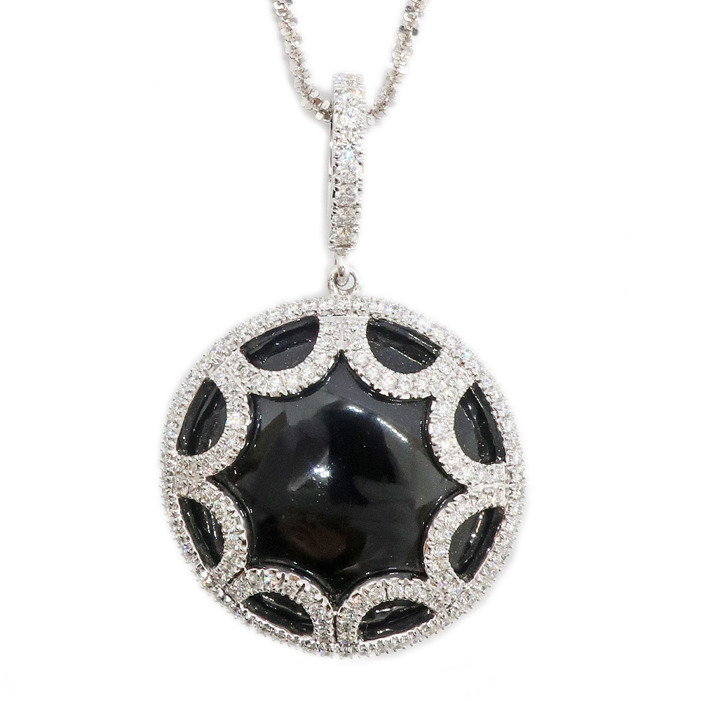 天白】ゾッカイ K18WG オニキス22.56ct ダイヤ0.79ct ネックレス 天白】ゾッカイ K18WG オニキス22.56ct ダイヤ0.79ct ネックレス