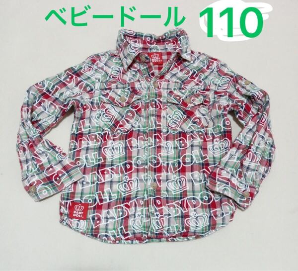 ベビードール シャツ 赤系のチェック 長袖シャツ110 長袖シャツ トップス 総柄