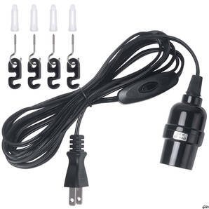 【さまざまな場所にマッチするスタイリッシュなコード付きソケット】 E26 電球ソケット コンセント 吊り下げ ブラック おしゃれ